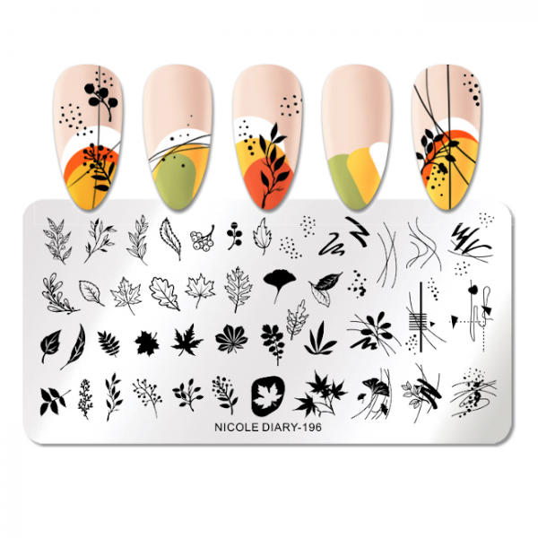 JenaesNails - Nicole Diary - Stamping Plates Autumn Leaves Line 196