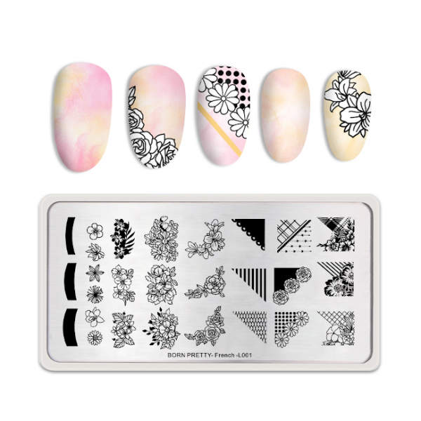 JenaesNails - Born Pretty – French and Flower Stamping Plate - L001