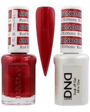 DND Duo Matching Pair Gel and Nail Polish - 689 Red Ribbons
