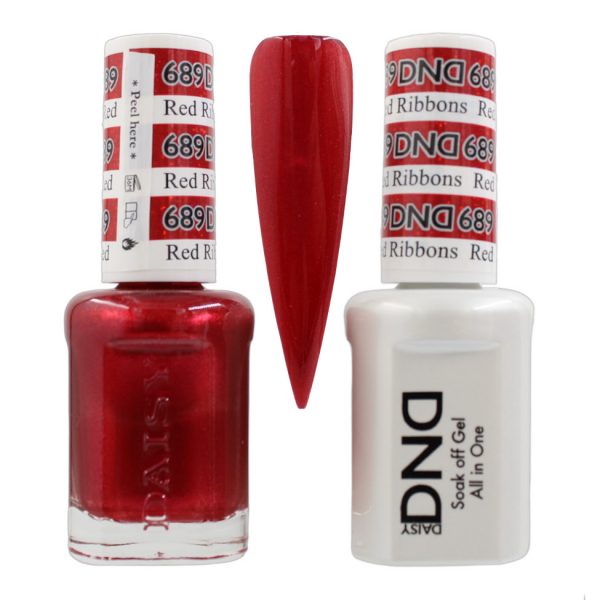 DND Duo Matching Pair Gel and Nail Polish - 689 Red Ribbons