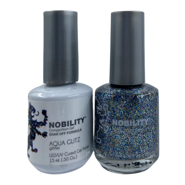 LeChat Nobility Color Gel Polish & Nail Lacquer 070 Aqua Glitz