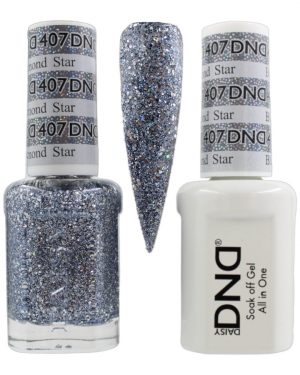 DND Duo Matching Pair Gel and Nail Polish - 407 Black Diamond Star