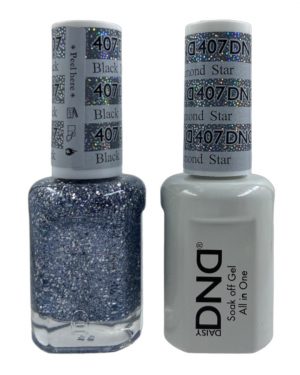 DND Duo Matching Pair Gel and Nail Polish – 407-Black Diamond Star