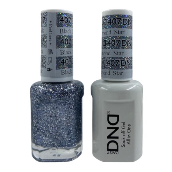 DND Duo Matching Pair Gel and Nail Polish – 407-Black Diamond Star