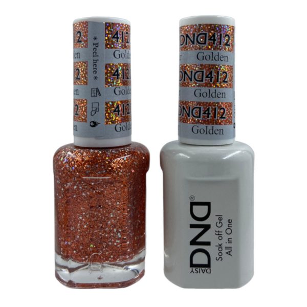 DND Duo Matching Pair Gel and Nail Polish – 412-Golden Orange Star