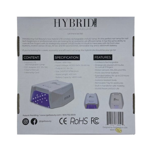 iGel Beauty Hybrid Lite Rechargeable UV-LED Lamp-box Back