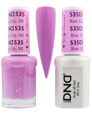 DND Duo Matching Pair Gel and Nail Polish - 535 Rose City, MI