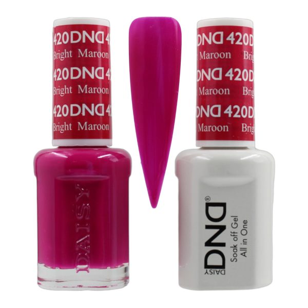 DND Duo Matching Pair Gel and Nail Polish - 420 Bright Maroon