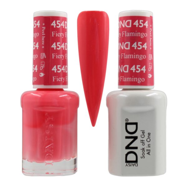 DND Duo Matching Pair Gel and Nail Polish - 454 Fiery Flamingo